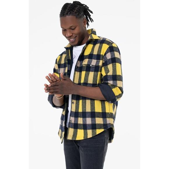 NWT $229 Large - Tommy Hilfiger Wool Blend Check Button Pocket Overshirt Autumn - Picture 7 of 8